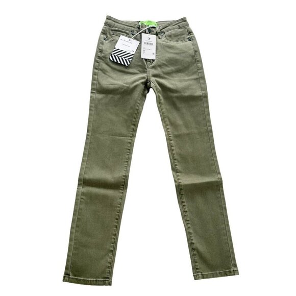 Free People x SANDRINE ROSE Women's Sz 24 Army Green Skinny Jeans NWT - Picture 3 of 12